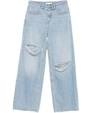 Area Crystal-embellished Distressed Jeans - ブルー