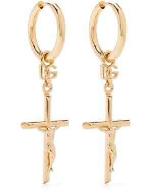 Dolce & Gabbana Pendientes con colgante de cruz - Blanco