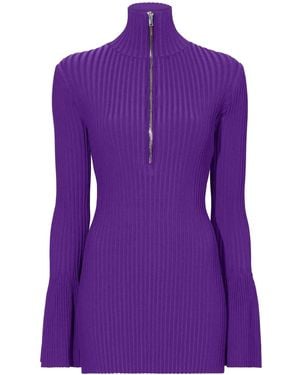 Proenza Schouler Zipped Rib-Knit Jumper - Purple