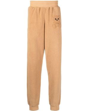 Moschino Embroidered-Teddy Fleece Track Trousers - Natural