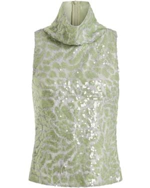 16Arlington Acari Lace Sequinned Top - Green