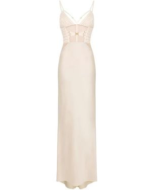 Elisabetta Franchi Tulle-Inserts Maxi Dress - White