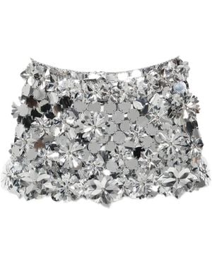 Rabanne Floral Mini Skirt - Grey