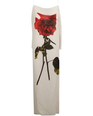 McQueen Chiffon Shadow Rose Silk Dress - Women's - Silk - White