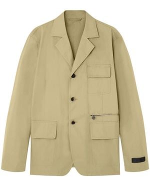 Versace Single-Breasted Gabardine Blazer - Natural