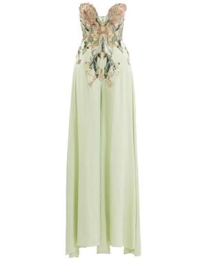 Saiid Kobeisy Bestickter Krepp-Jumpsuit - Grün