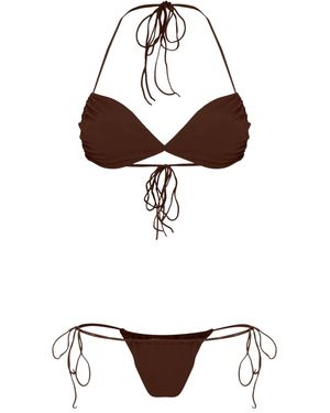 Amir Slama Triangle Tie-Fastening Bikini Set - White
