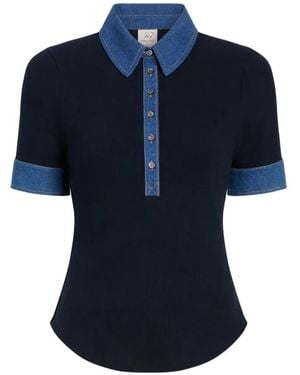Cinq À Sept Jaden Short-Sleeve Polo Top - Blue