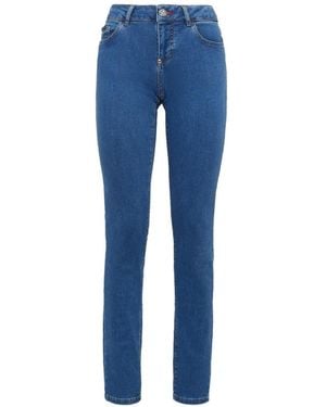 Philipp Plein Vaqueros Slim Con Placa Del Logo - Azul