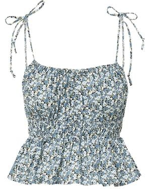 Veronica Beard Floral-Print Top - Blue