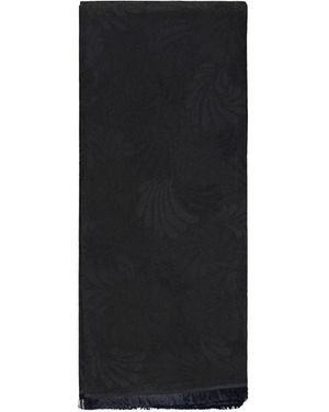 ZEGNA Floral-Jacquard Fringed Scarf - Black