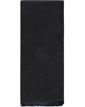 ZEGNA Floral-Jacquard Fringed Scarf - Black