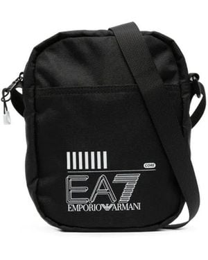 EA7 Bolso Messenger Con Logo Estampado - Negro