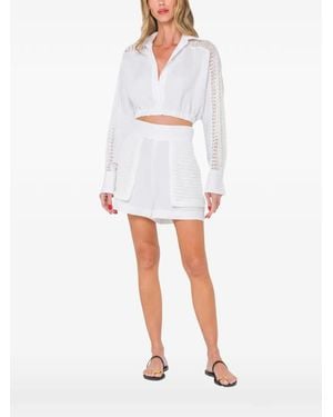 JBQ Blouse Elianne En Maille Ajourée À Coupe Crop - White