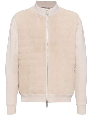 N.Peal Cashmere Davos Suede Jacket - Natural