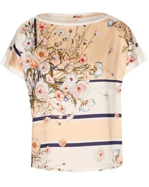 Liu Jo Shoulder-Buttons Floral-Print T-Shirt - White