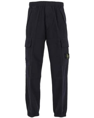 Stone Island Logo-Patch Cargo Trousers - Blue