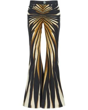 Roberto Cavalli Printed Flared Trousers - Black