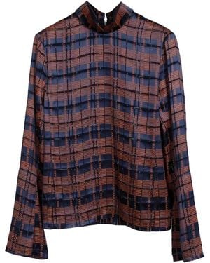 3.1 Phillip Lim Hester Geruite Blouse Met Hoge Hals - Blauw