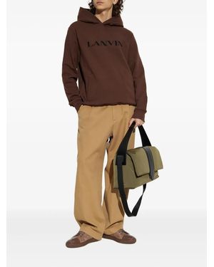 Lanvin Logo-Embroidered Hoodie - Brown