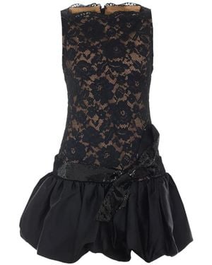 Self-Portrait Lace Bubble-Hem Mini Dress - Black