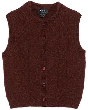 A.P.C. ケーブルニットベスト - ブラウン