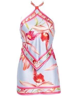 retroféte Adelaide Floral-Print Silk Mini Dress - White