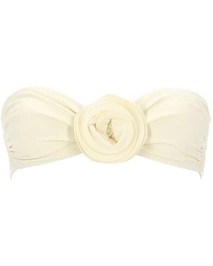 LaRevêche Derya Floral-Appliqué Bikini Top - Natural