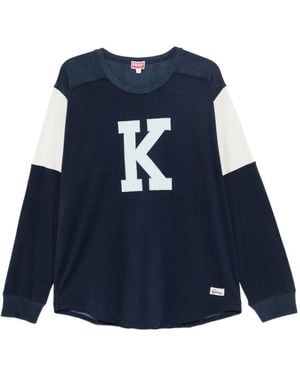 KENZO Langarmshirt Mit Logo-Print - Blau