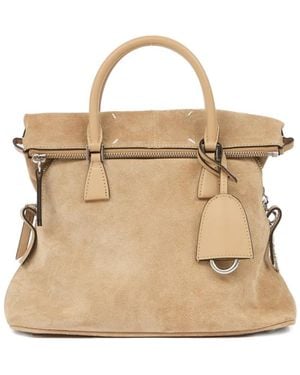 Maison Margiela Soft 5Ac Leather Shoulder Bag - Natural