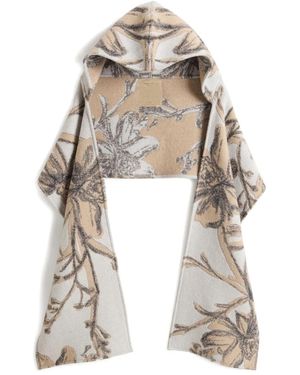 Woolrich Floral-Jacquard Hooded Cape - White