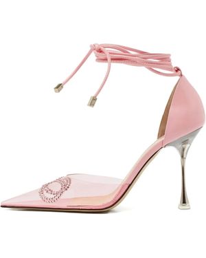 【関税込み】MACH & MACH ピンク Le Cadeau 95 ヒールサンダル Le Cadeau - Women's Pink Mesh Slingbacks with Crystal Strass