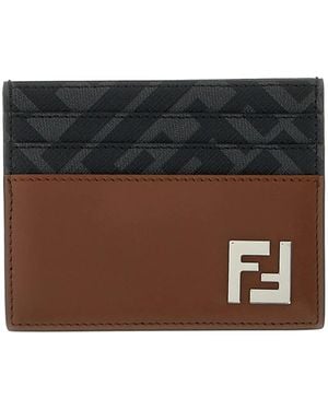 Fendi Squared Ff Card Holder - Brown