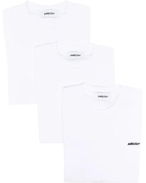 Ambush Logo-Embroidered Crew-Neck T-Shirt - White
