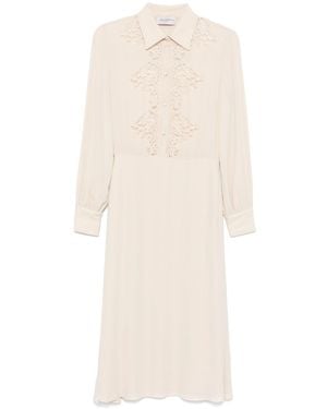 ERMANNO FIRENZE Lace-Panel Midi Dress - Natural