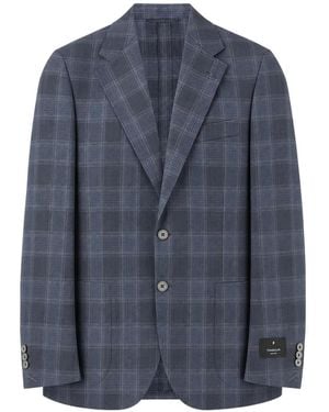 Tombolini Check-Pattern Single-Breasted Blazer - Blue