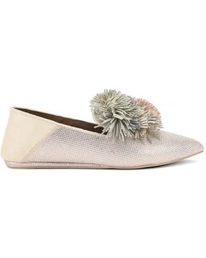 Kurt Geiger Pom-Pom Pointed Loafers - White