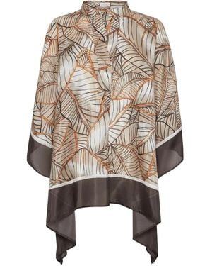 Brunello Cucinelli Papyrus-Print Cape - Natural