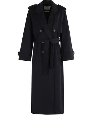 IVY & OAK Wool Double-breasted Trench Coat - Black