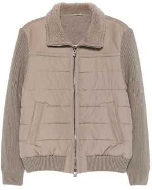 Corneliani Quilted Shearling-Collar Coat - Brown
