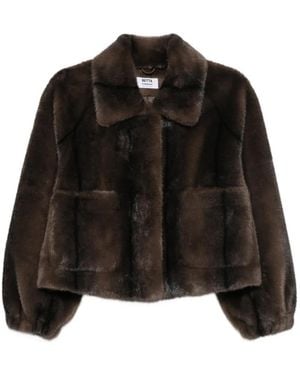 Betta Corradi Faux-Fur Spread-Collar Jacket - Black