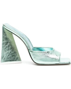 The Attico Blue Devon 115 Metallic Mules - Green