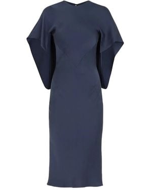 Fendi Cape-Sleeve Midi Dress - Blue