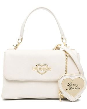 Love Moschino Logo-Lettering Faux Leather Tote Bag - Natural