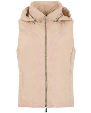 Moorer Embroidered Hooded Vest - Natural