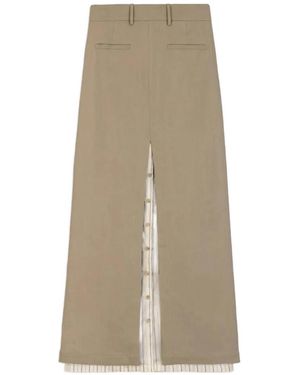 Alysi Layered Front-Slit Maxi Skirt - Natural