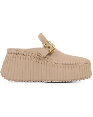 Chloé Nama Wedge Mules - Natural