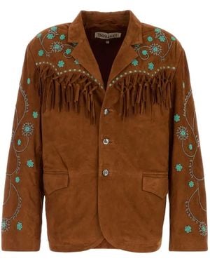 BAZISZT Chawachi Bead-Embellished Fringed Jacket - Brown