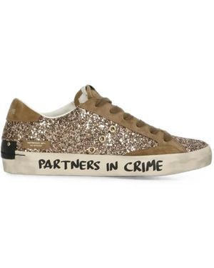 Crime London Distressed Glitter-Detail Trainers - Brown