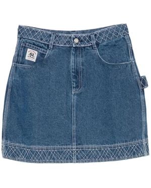 Bode Kurzer Jeansrock Mit Stickerei - Blau